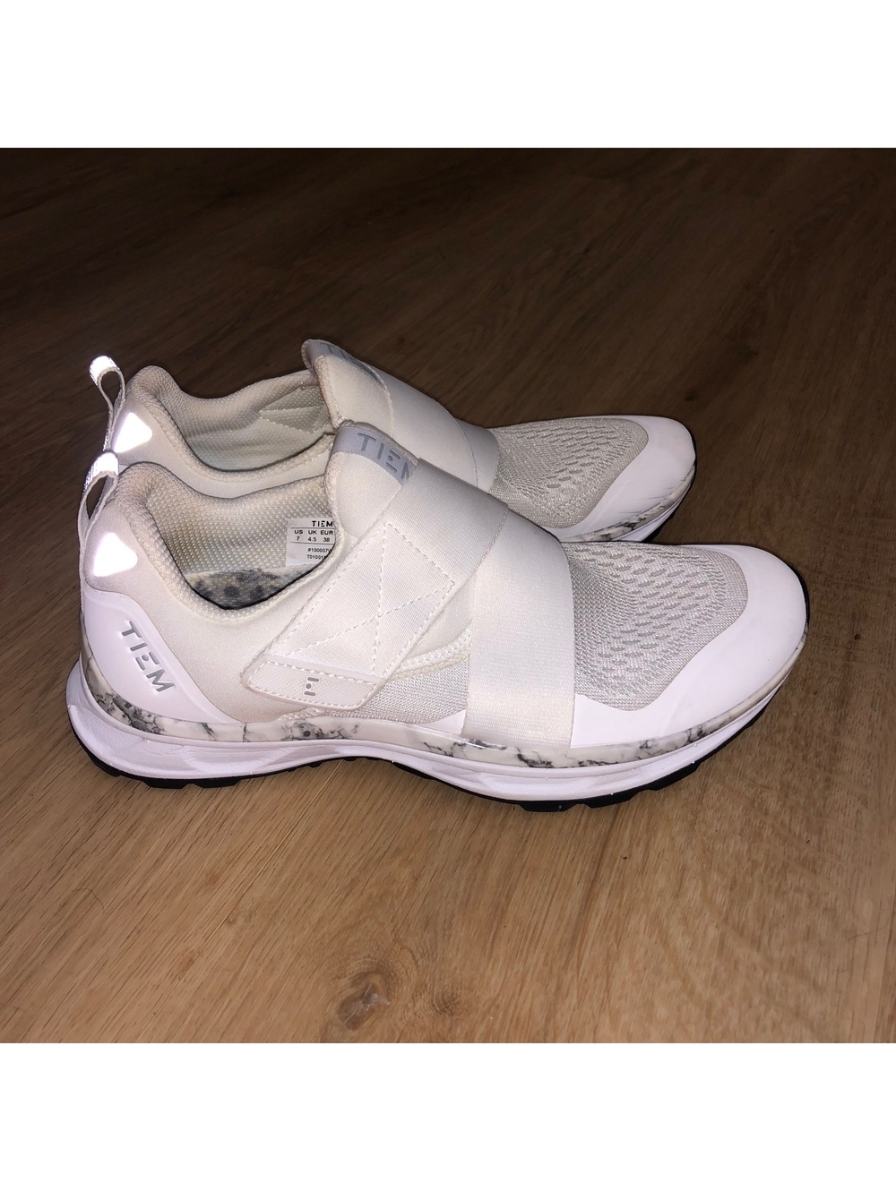 TIEM SLIPSTREAM INDOOR CYCLING SHOES WHITE BLACK MARBLE GRAY WOMENS SIZE 7